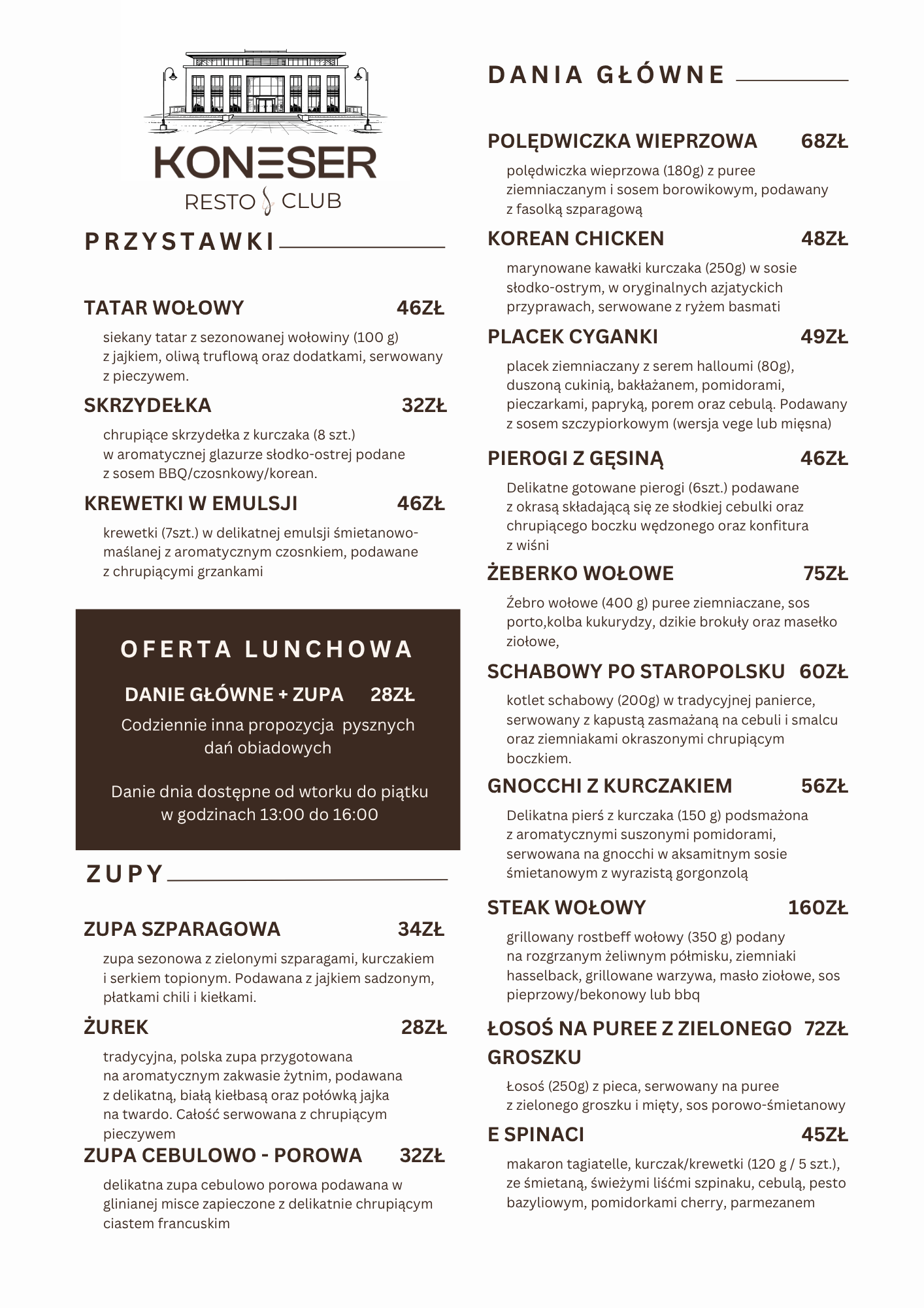 Menu Koneser strona 1